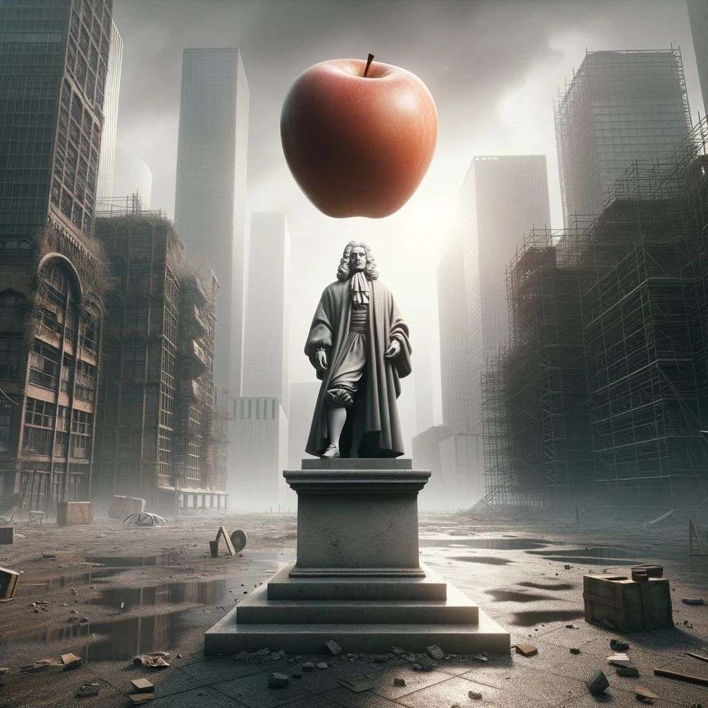 the discovery of gravity, digital art, dystopia